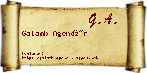Galamb Agenór névjegykártya
